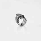 owl silver ring on a white background