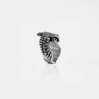 owl silver ring on a white background