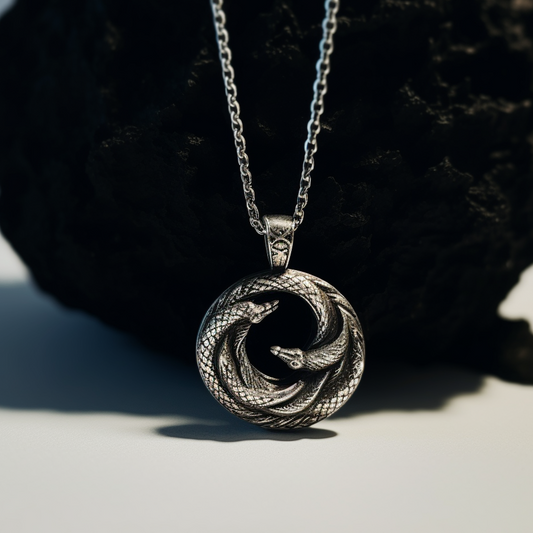 Ouroboros Silver Necklace For Men