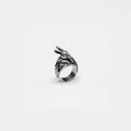 Silver rabbit ring on a white background