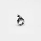 Silver rabbit ring on a white background