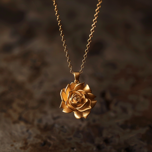 Gold plated rose silver necklace