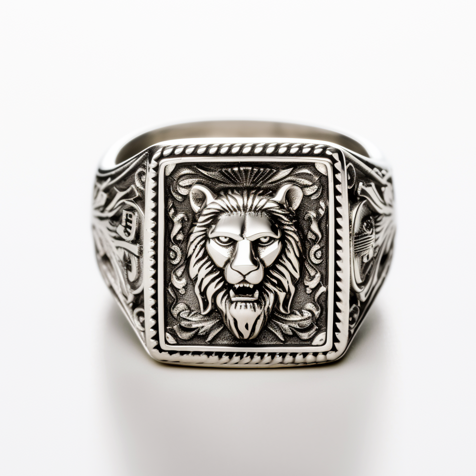 Lion Signet Silver Ring