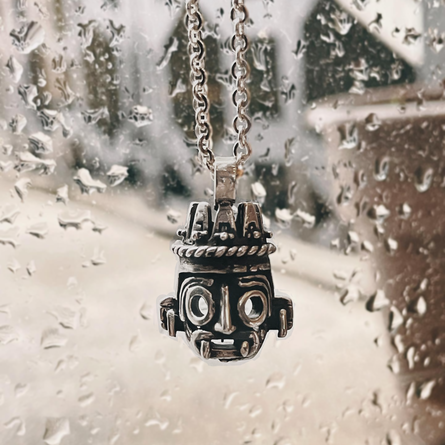 tlaloc silver necklace, mesoamerican jewelry, aztec jewelry