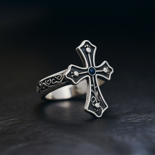 cross silver ring for men