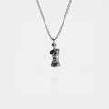 Silver necklace with a VENUS DE MILO pendant on a white background