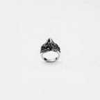 Silver volcano ring on a white background
