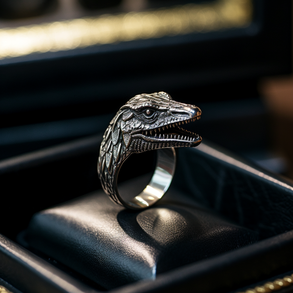 Handcrafted Velociraptor Silver Ring for Men | Dinosaurs Jewelry ...