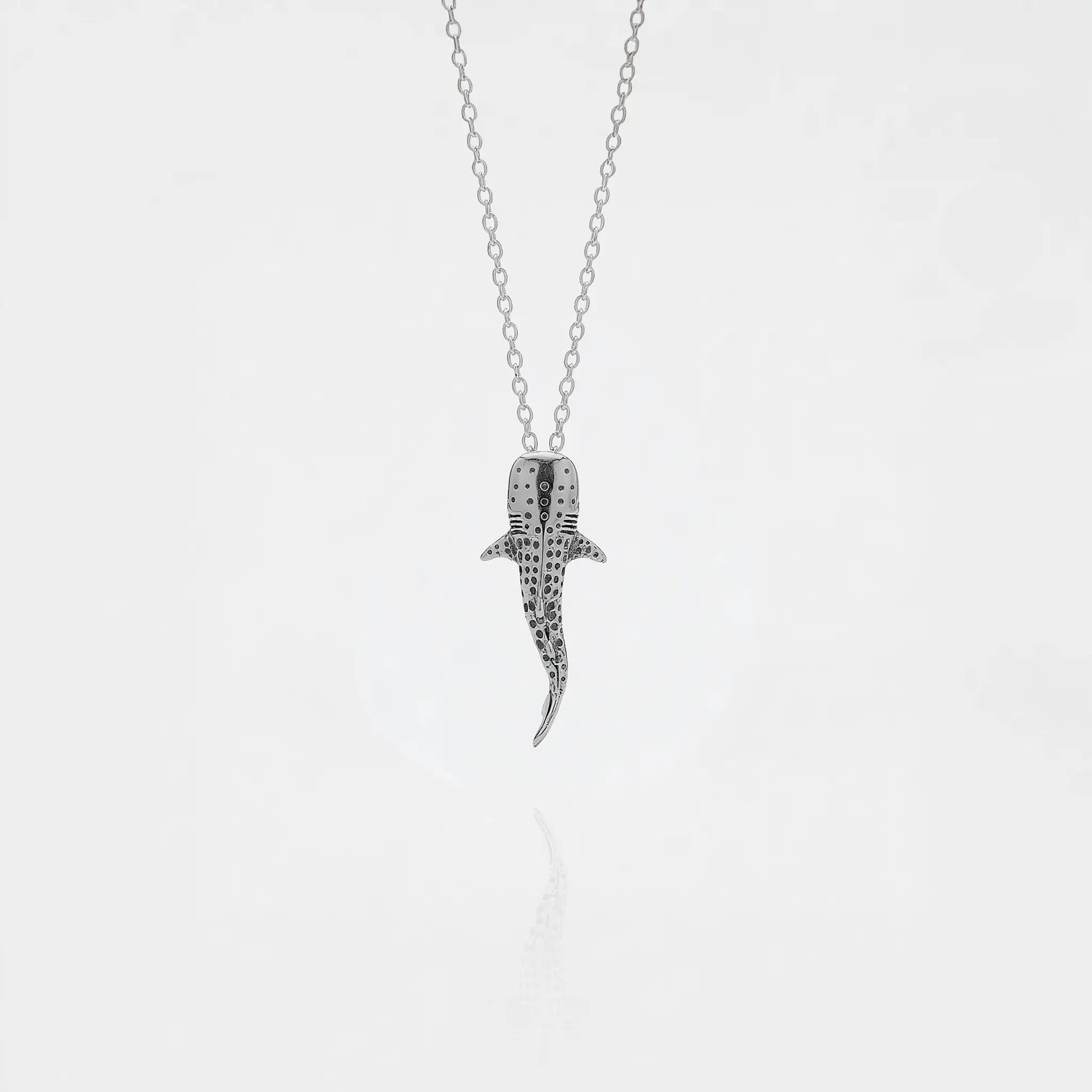 Whale-shark silver pendant on a white background