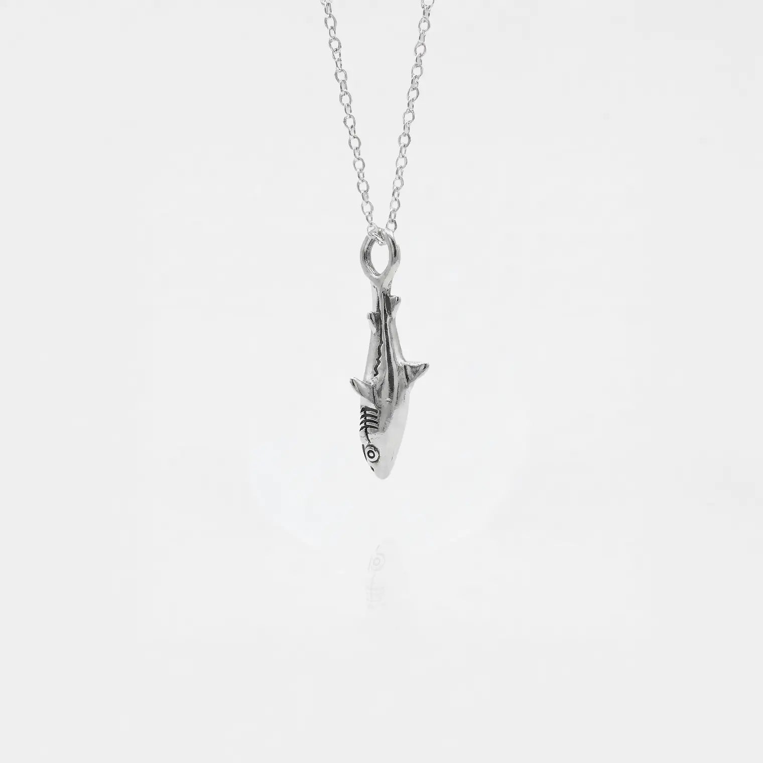 White-shark silver pendant on a white background