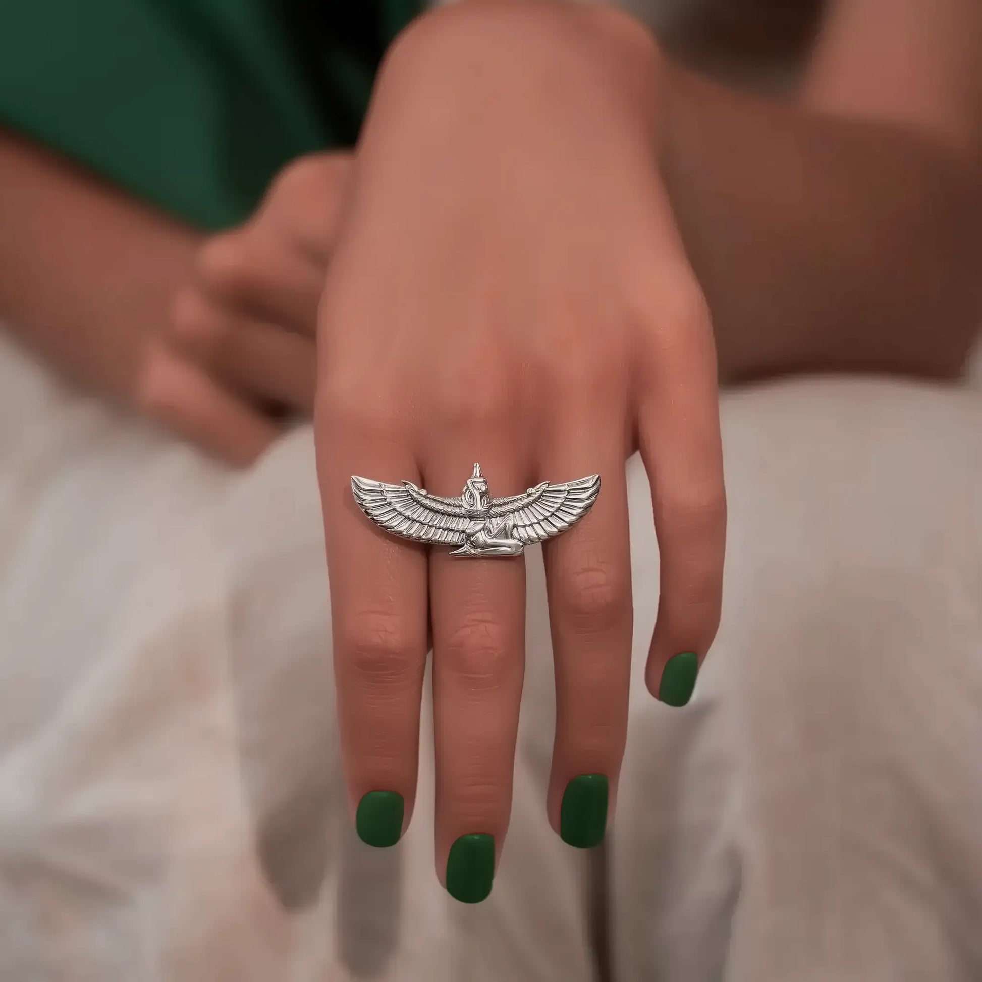 Handcrafted isis silver ring, egyptian goddess silver ring for women, jewelry inspired in ancient cultures