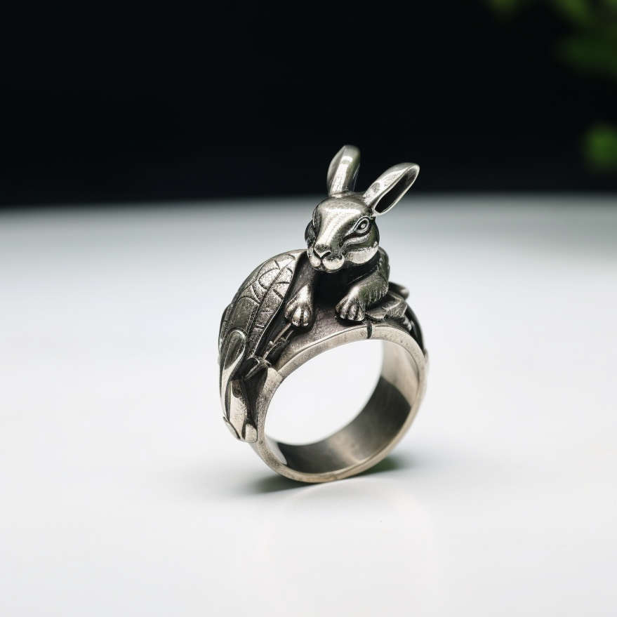 rabbit silver ring for men