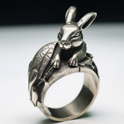 rabbit silver ring for men