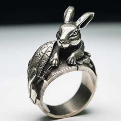 rabbit silver ring for men