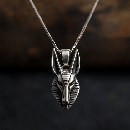 anubis silver necklace, egyptian mythology jewelry