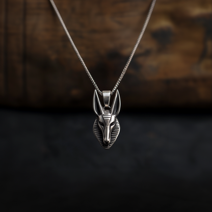 anubis silver necklace, egyptian mythology jewelry