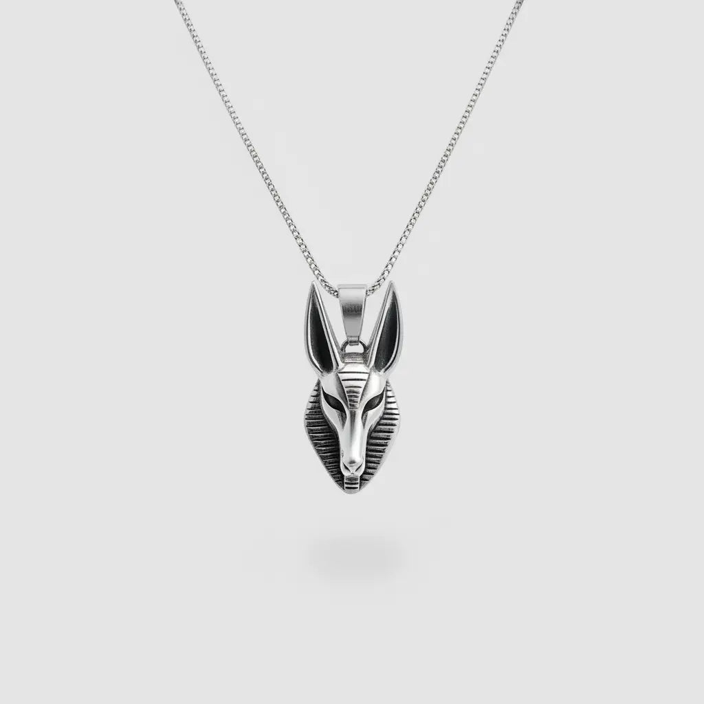 handcrafted anubis silver pendant made of solid 925 sterling silver inspired in egyptian mythology