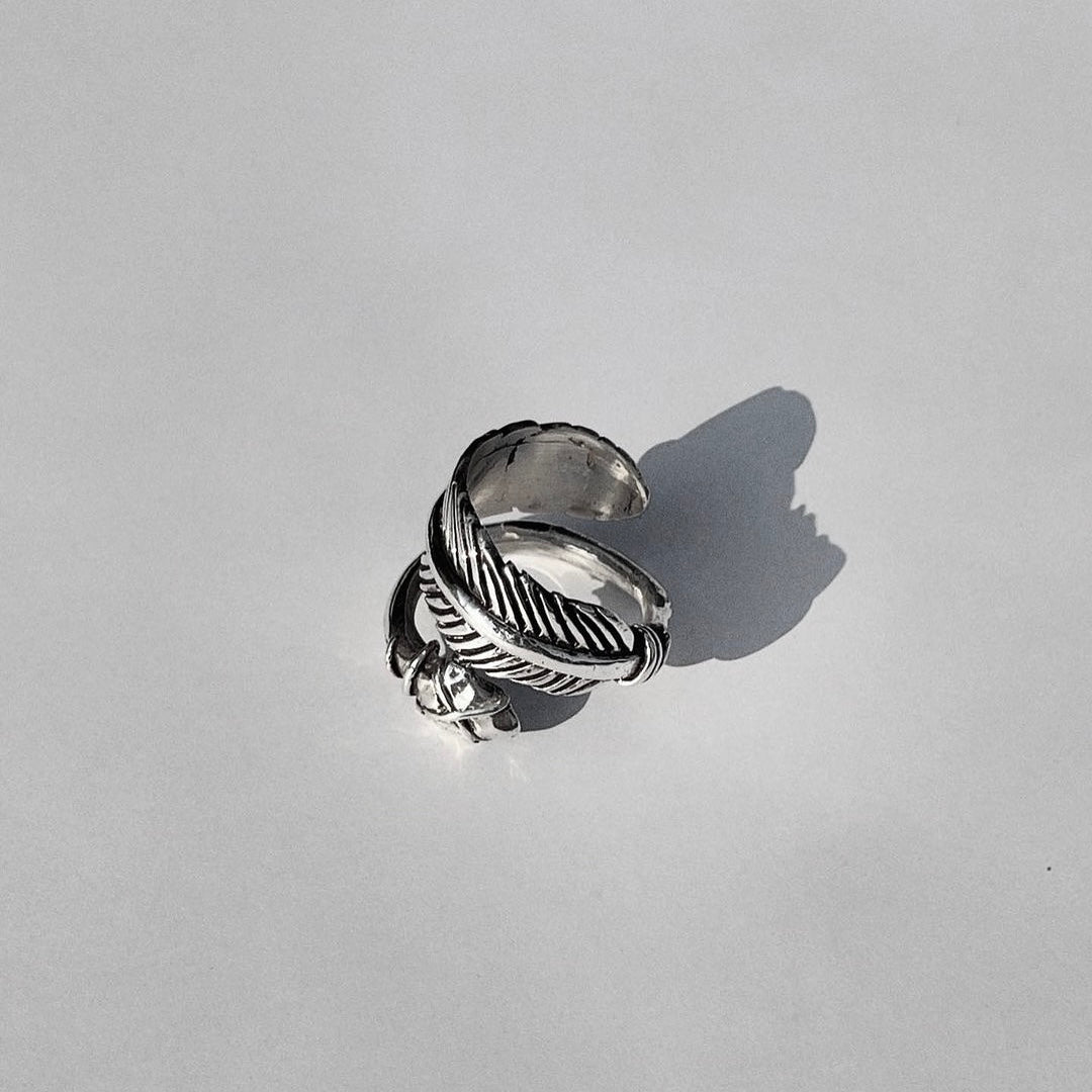 mayan arrow silver ring for men