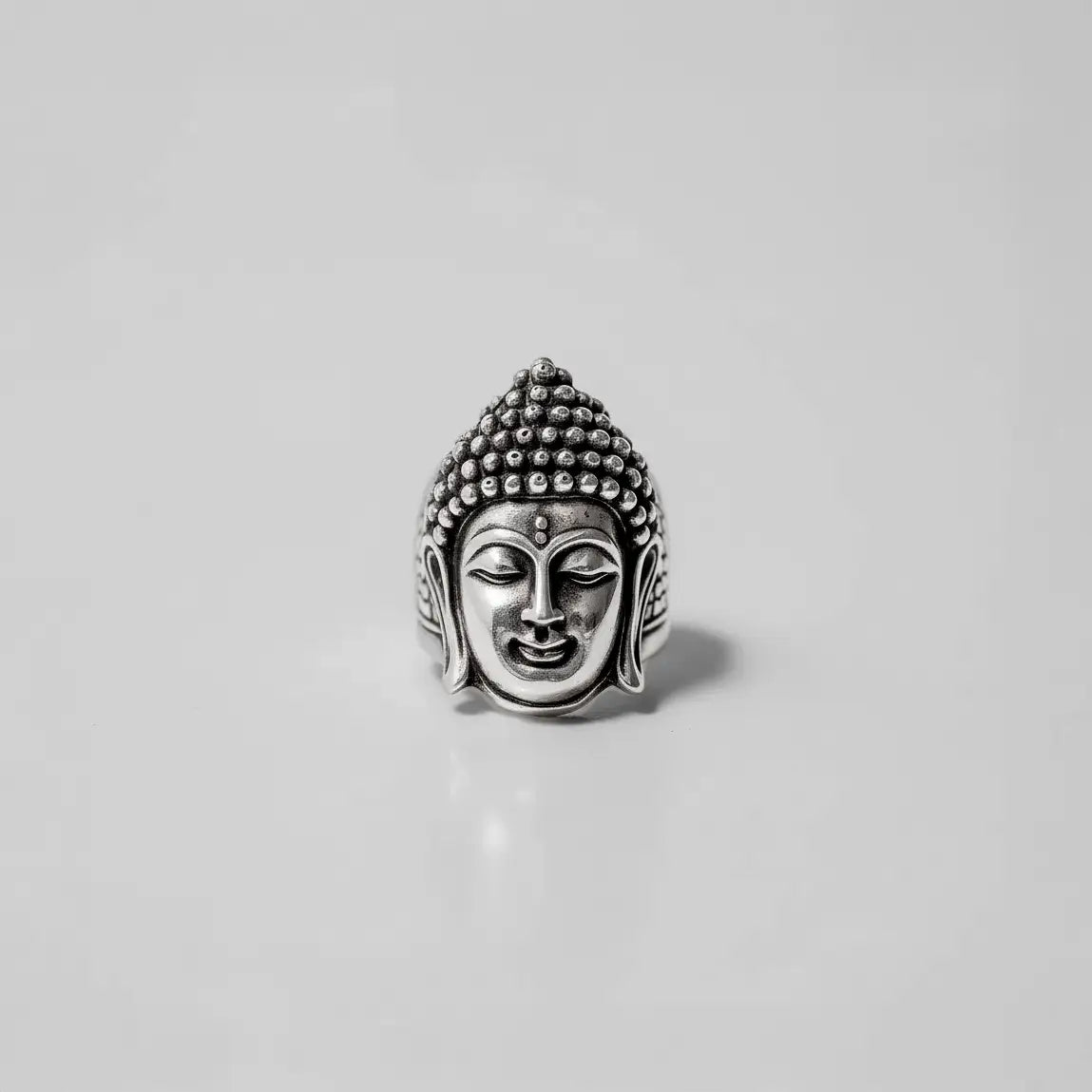 handcrafted buddha silver ring for men