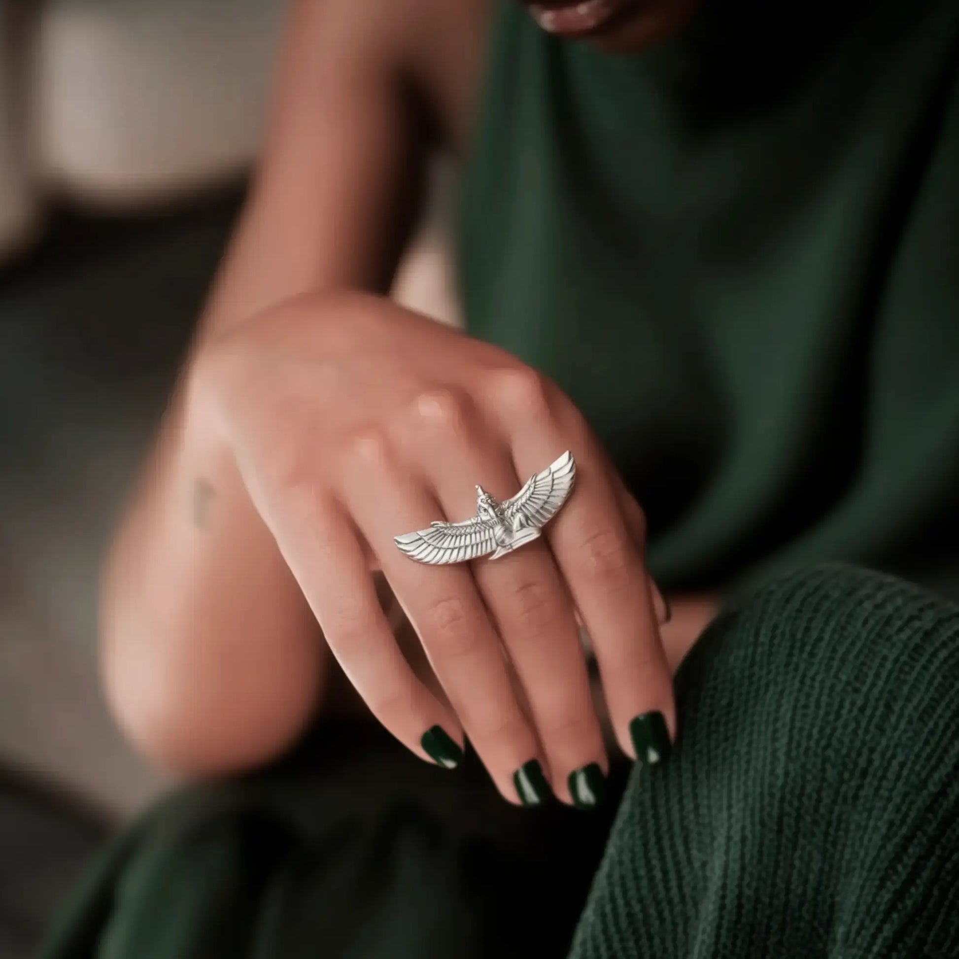 Handcrafted isis silver ring, egyptian goddess silver ring for women, jewelry inspired in ancient cultures
