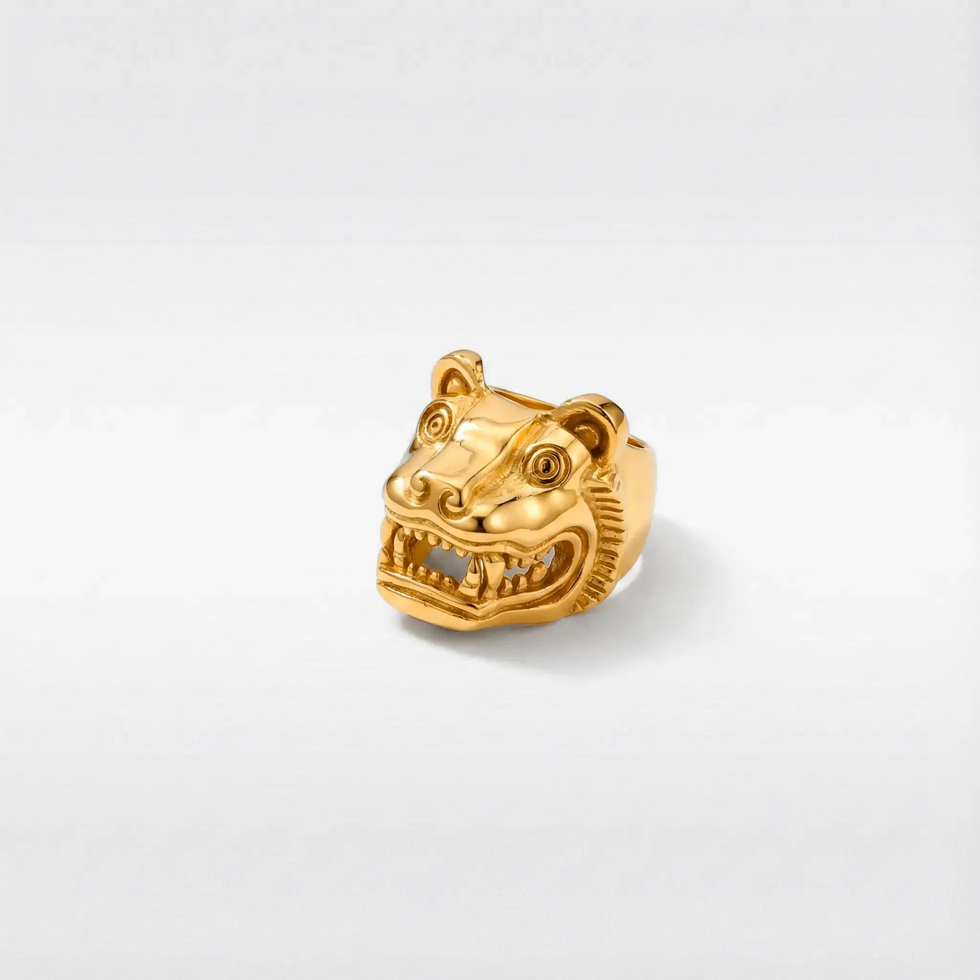Handcrafted jaguar-god gold ring, aztec jewelry