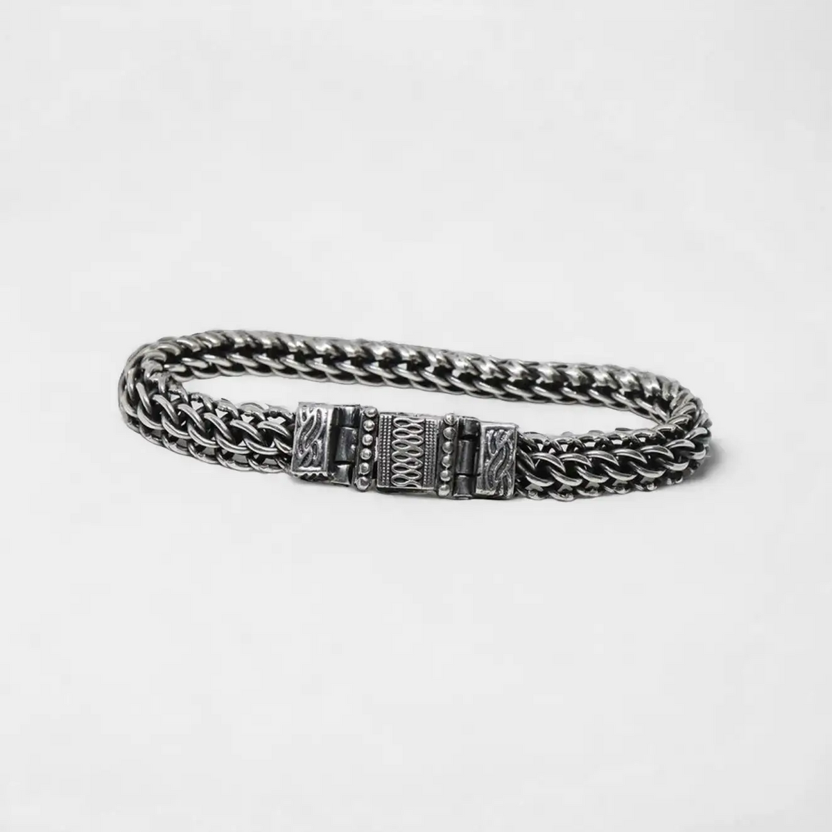 handwoven silver chain for men inspired in aztec and mayan god quetzalcoatl or kukulkan
