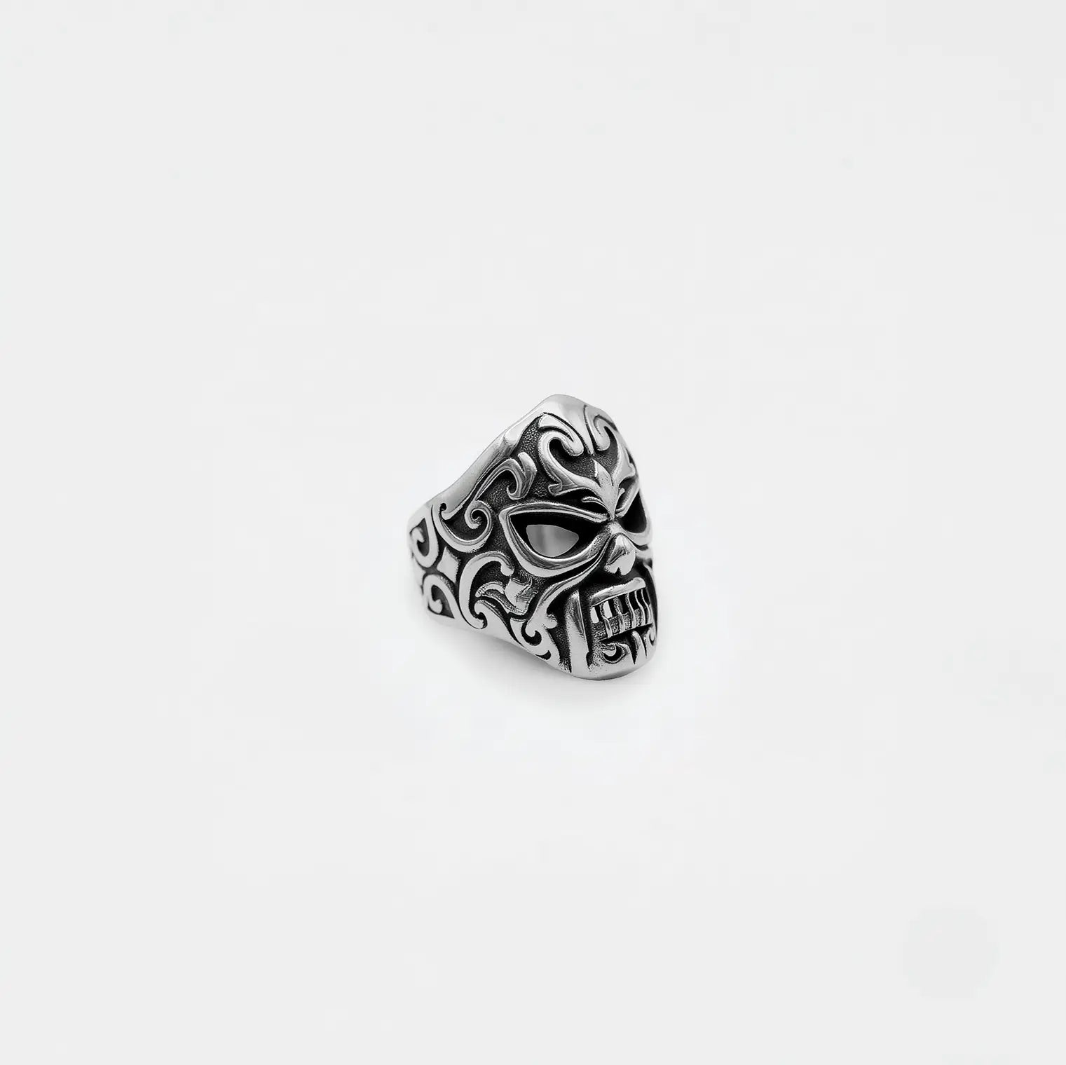 Handcrafted Luchador mask silver ring for men