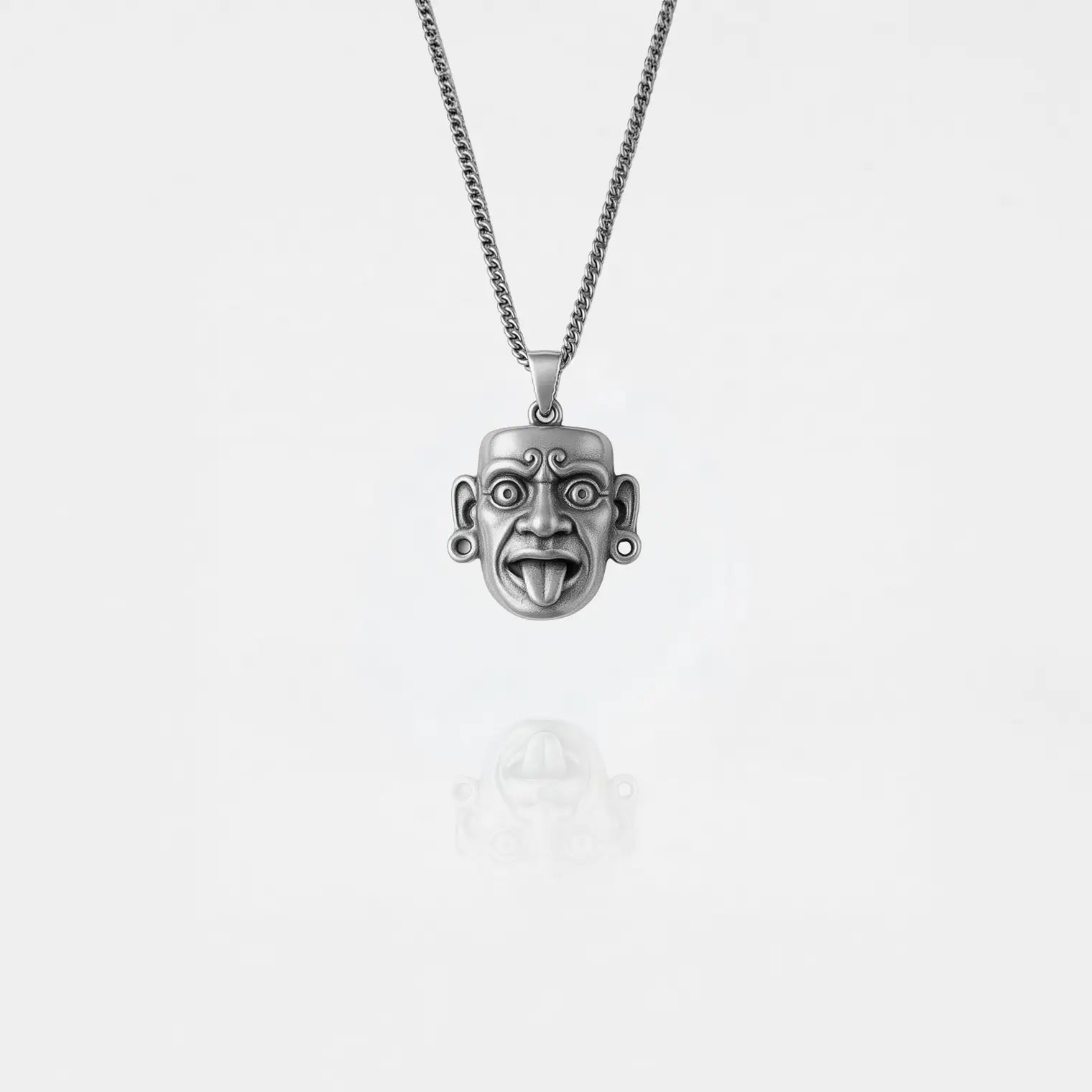 handcrafted mayan mask silver pendant, authentic mayan jewelry