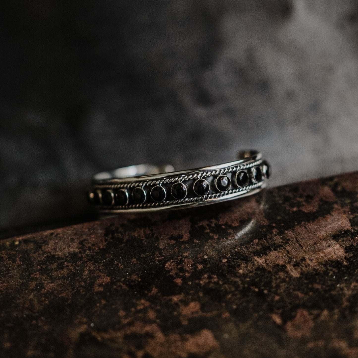 obsidian silver bracelet for men