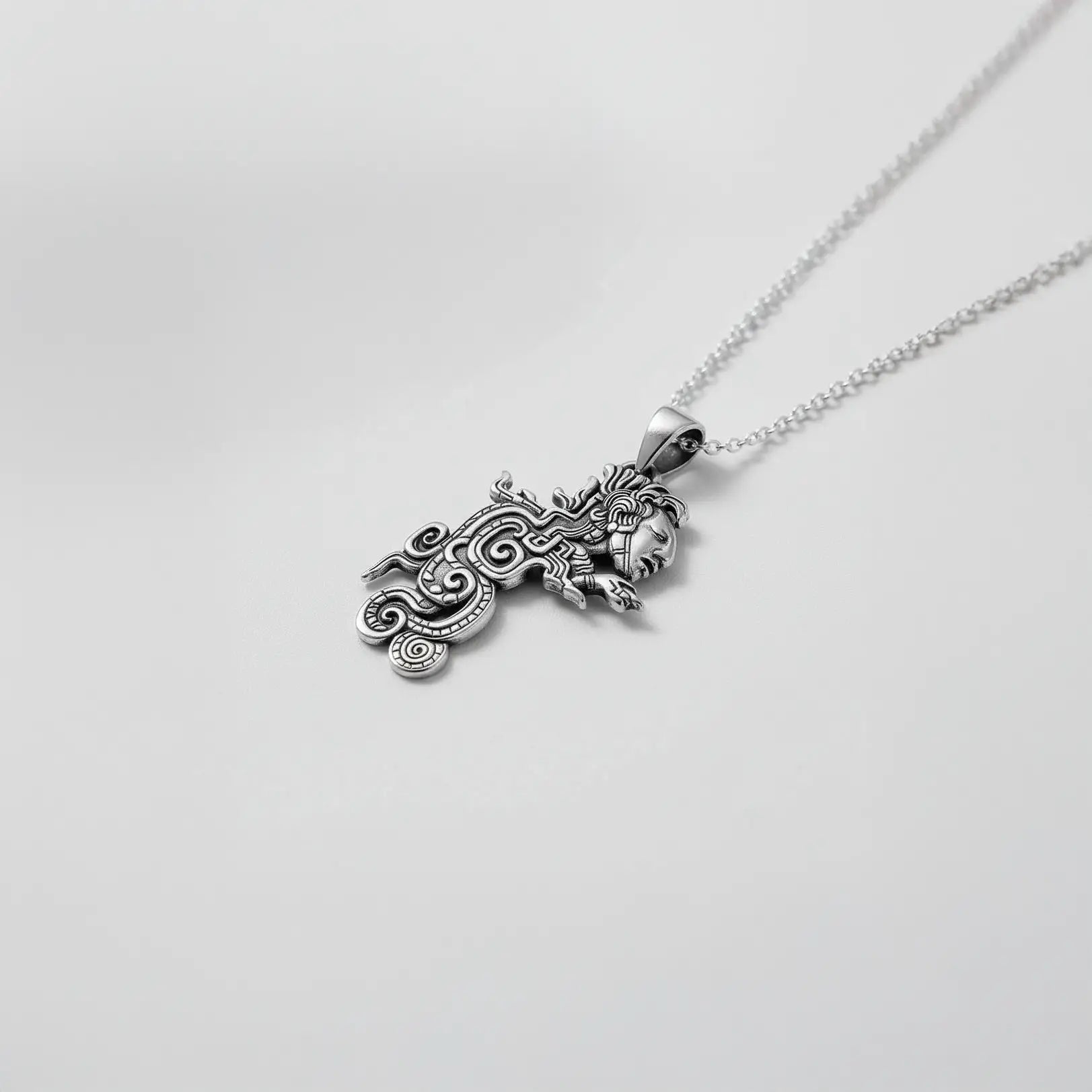 handcrafted aztec pendant, sterling silver aztec necklace