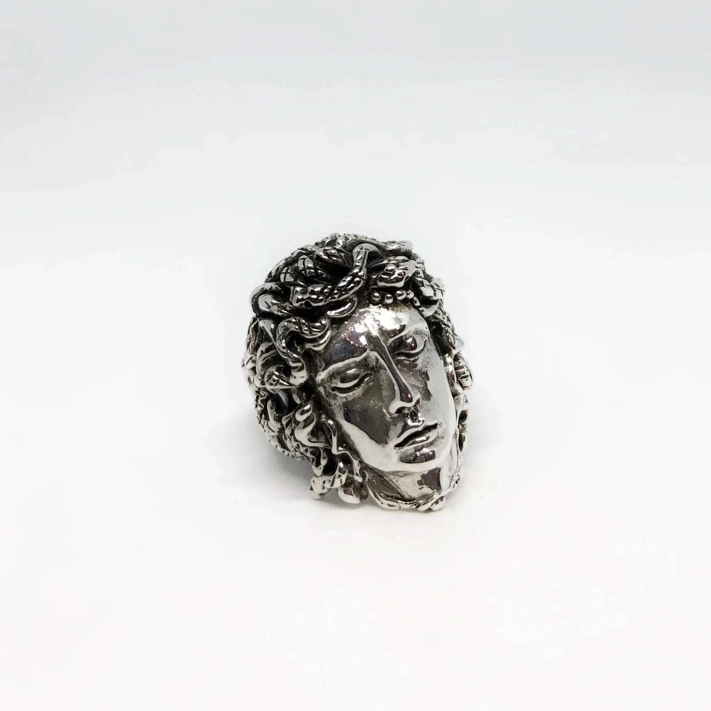 Medusa silver ring for men