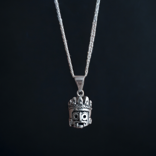mesoamerican silver necklace for men