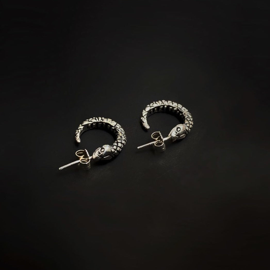 Snake silver earrings for men