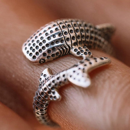 whale shark silver ring