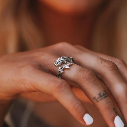 handmade whale shark silver ring