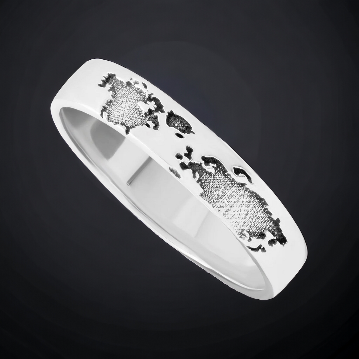 World Map Silver Ring