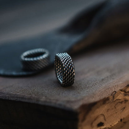 woven silver ring for men